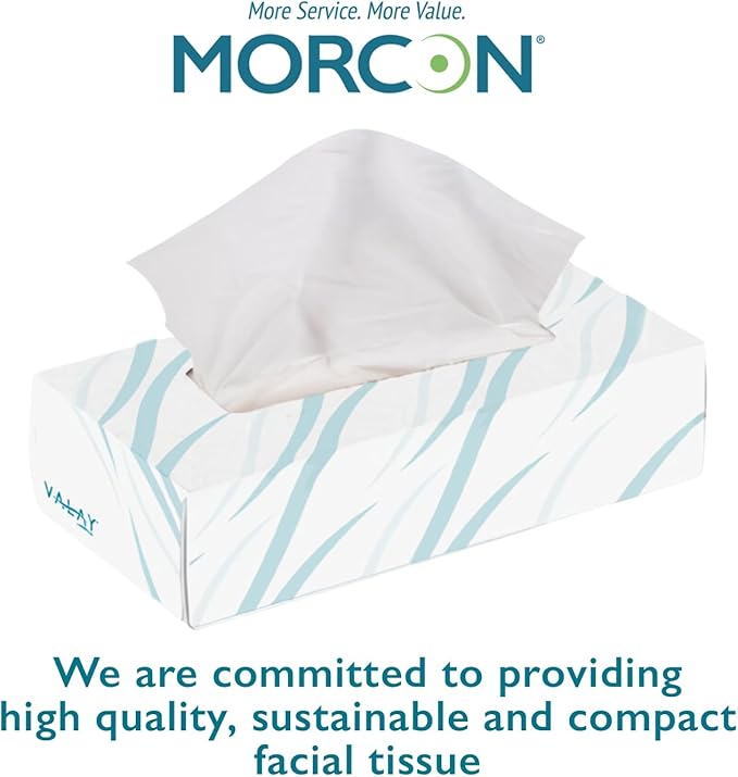 Morcon Valay Facial Tissue Paper | Soft, Absorbent Hand and Face Wipes, Premium Facial Tissues Boxes for Personal Care, 30 Pack of White 2-Ply Tissues | 100 sheets Per Box