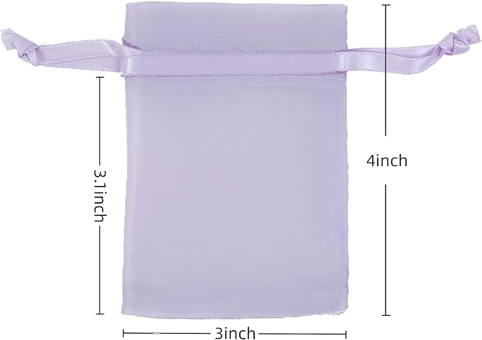 20 Pcs Lilac Purple Small Organza Bags 3X4 inch for Wedding Favors with Drawstring, Mini Mesh Gift Bags Jewelry Pouch for Candy Bridal Shower Party Favor Baby Shower Christmas