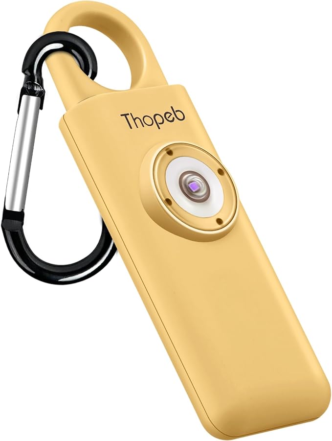 Thopeb® Personal Safety Alarm for Women – 130dB Loud Emergency Siren & SOS Strobe LED Light – Self Defense Keychain, College Dorm Room Essentials for Girls (Metallic Gold)