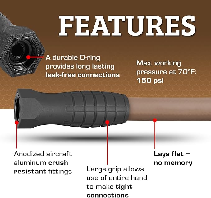 Flexzilla Colors SwivelGrip Garden Hose 5/8 in. x 100 ft., Lightweight All-Weather Water Hose, Durable and Flexible, Leak-Free Connections, Brown Mulch