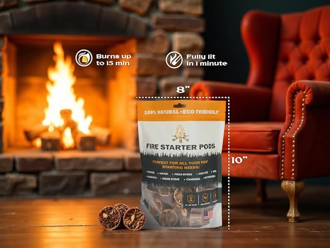 Quick to Light Wax Fire Starters Camping | 15+ Min Burn time, Fire Starters for Campfires (Pack of 50)