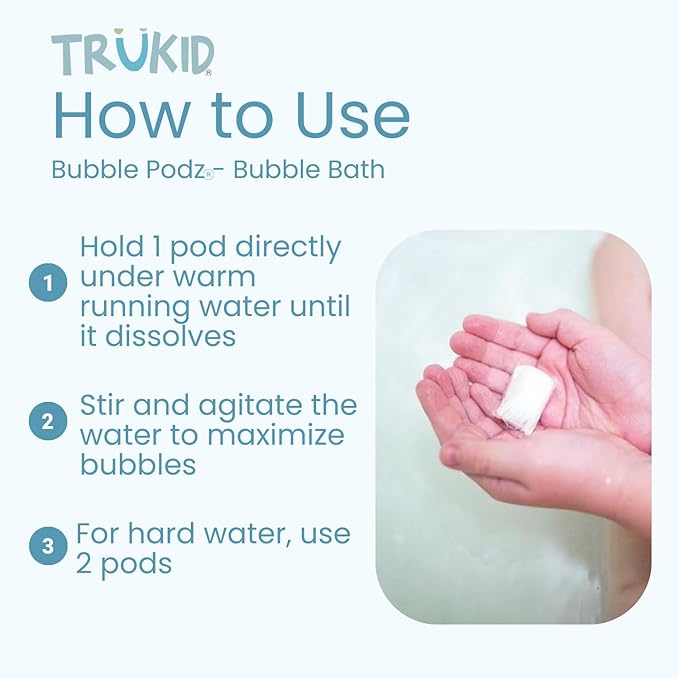 TruKid Vanilla Bubble Podz & BubbleGlove Set – Includes Bubble Bath Pods and 2 Wash Gloves for Parent and Child