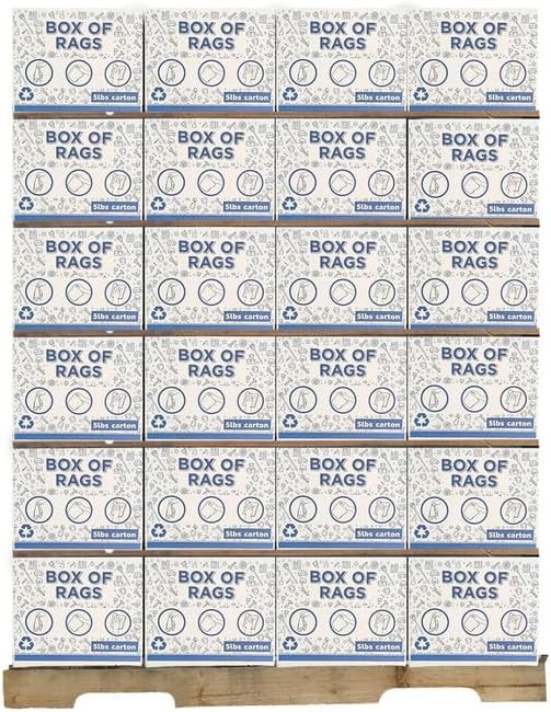 Recycled White Terry Cloth Rags (600 lbs Pallet - 120x5 lbs. Box) - High Absorbent Terry Towel Cleaning Rags for Cleaning House, Industrial & Workshops, Bulk Shop Rag