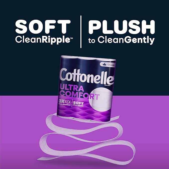 Cottonelle Ultra ComfortCare Toilet Paper - Beige, Mega Rolls (12 = 48 Regular), Soft Bath Tissue, 3408 Sheets