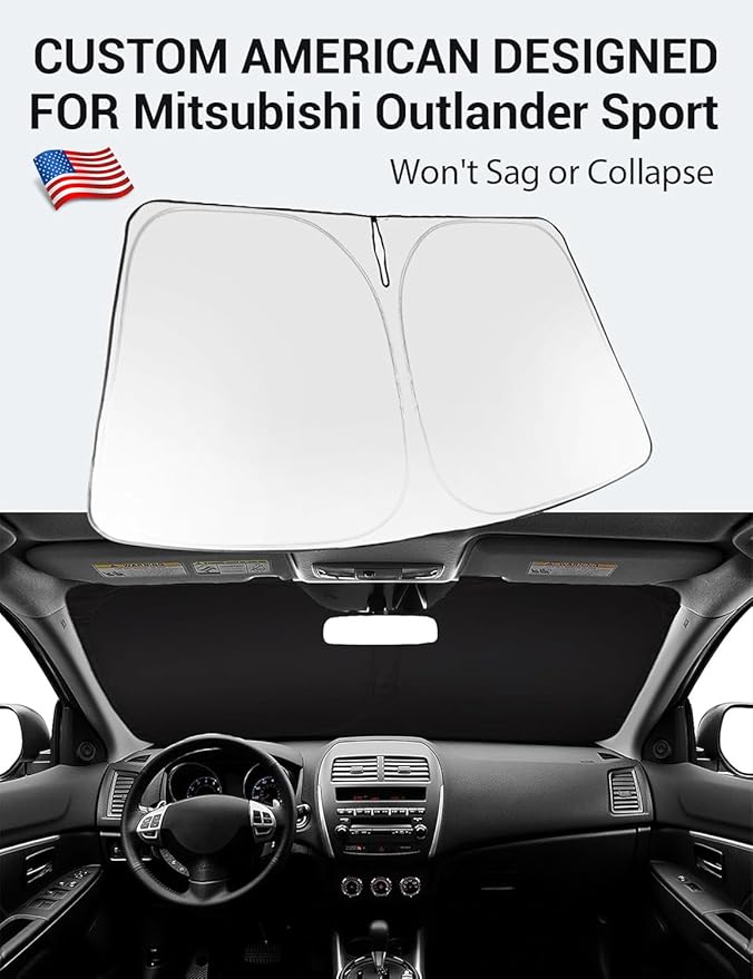 Proadsy 2025 Upgrade Windshield Sun Shade Custom Fit Mitsubishi Outlander Sport 2011-2024 2025 4-Layer Foldable Front Sunshade Protector Sun Visor Blocks UV Rays Keep Car Cooler