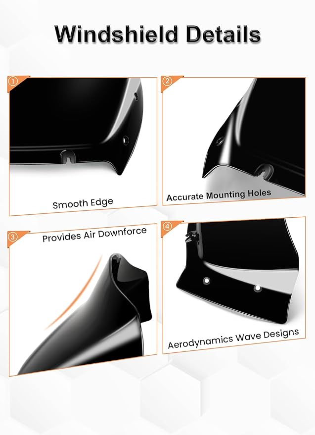 9" Wave Windshield Windscreen Wind Splitter Compatible with Harley Davidson Touring CVO Road Glide FLTRXSE 2023-up,CVO Road Glide ST FLTRXSTSE 2024-up,Road Glide FLTRX 2024-up (Black)