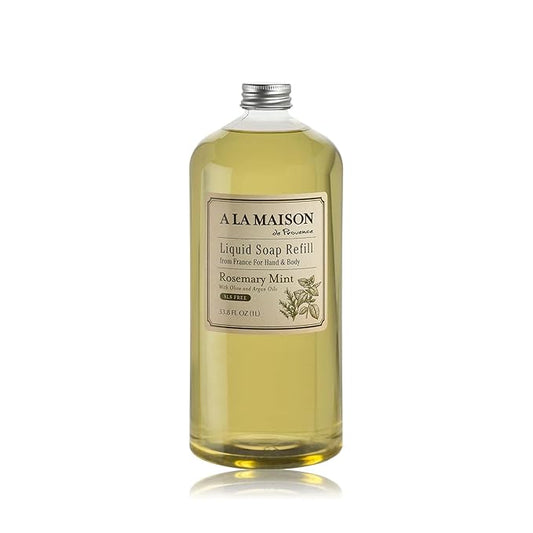 A LA MAISON Rosemary Mint Liquid Soap Bottles Moisturizing Natural Hand Wash Soap, Triple French Milled, Gentle To Hands, 33.8 Fl Oz