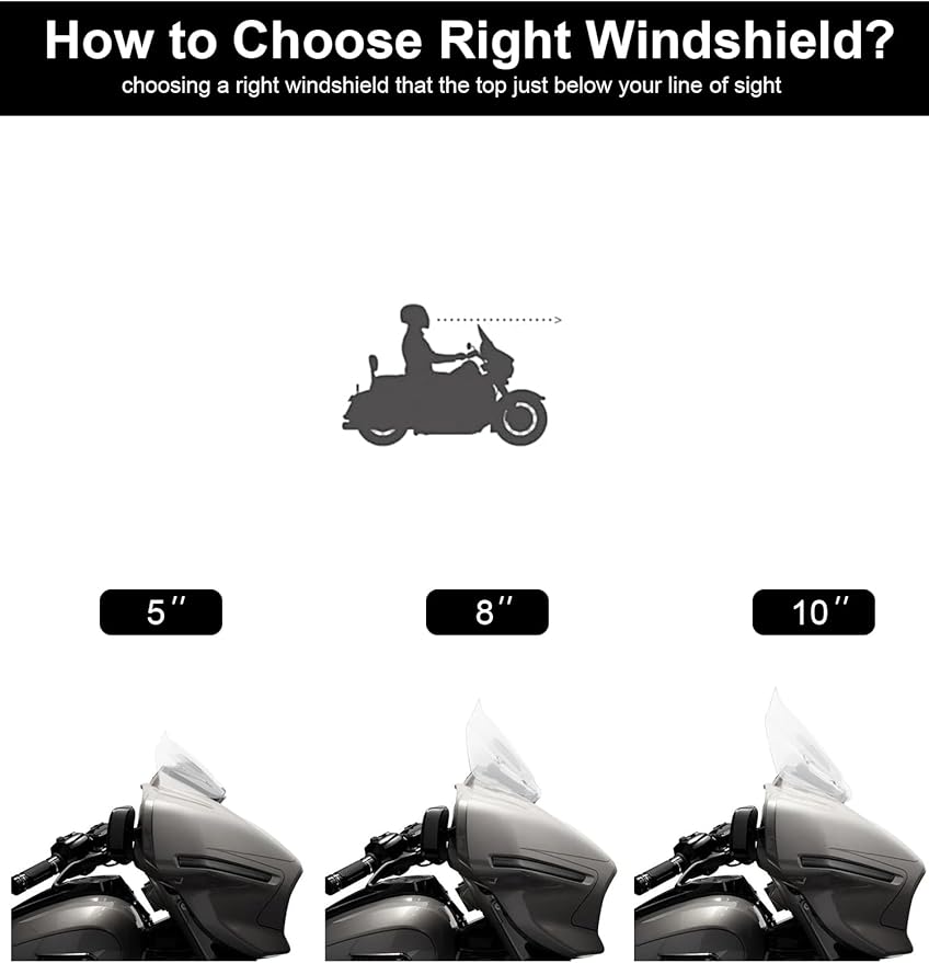 8" Wave Windshield, Windscreen Wind Splitter Compatible for Harley Davidson Street Glide FLHX 2024-2025, CVO Street Glide FLHXSE 2023-25, FLHXU 2025, Clear