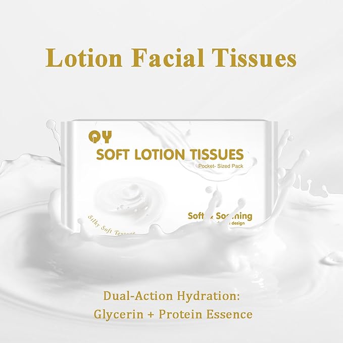 Lotion Facial Tissues,Ultra Soft 6-Ply Thicken,Travel Size Multipack Pocket Tissue, Hypoallergenic for Sensitive Skin and Babies, On-The-Go for Car, Purse, Office (20 Count-Pack of 8)