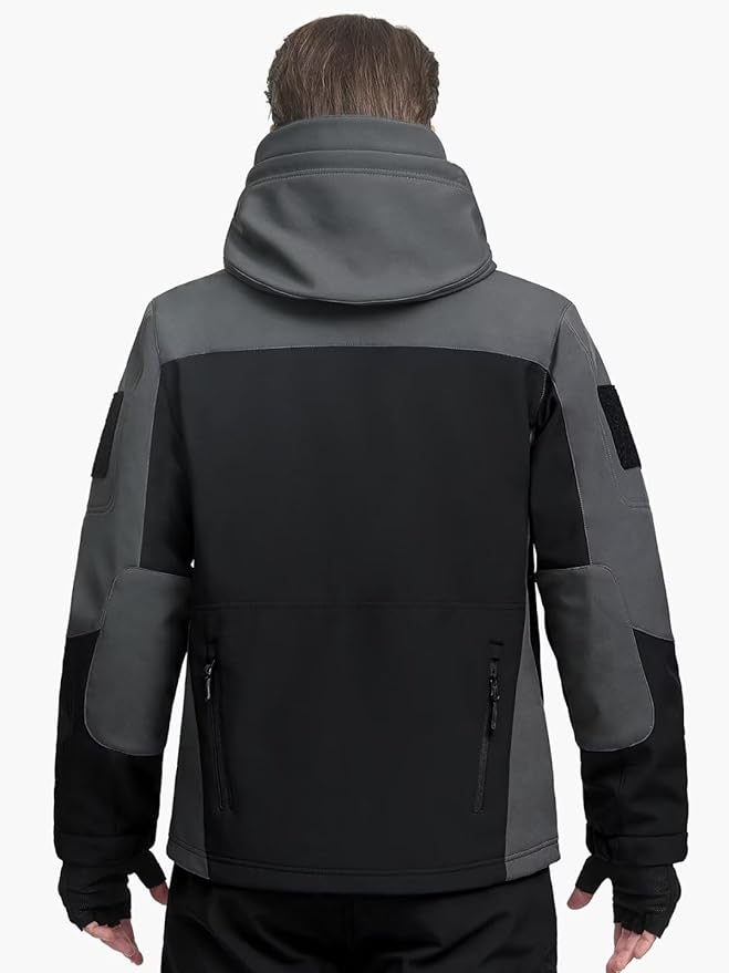 FREE SOLDIER Men's Outdoor Waterproof Soft Shell Hooded Military Tactical Jacket