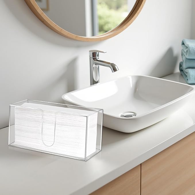 2 Pack Acrylic Paper Towel Holder Clear Napkin Holder Countertop Dispenser Napkin Storage Box for Z-fold C-fold or MultiFold Trifold Paper Towels for Bathroom Kitchen Restaurant