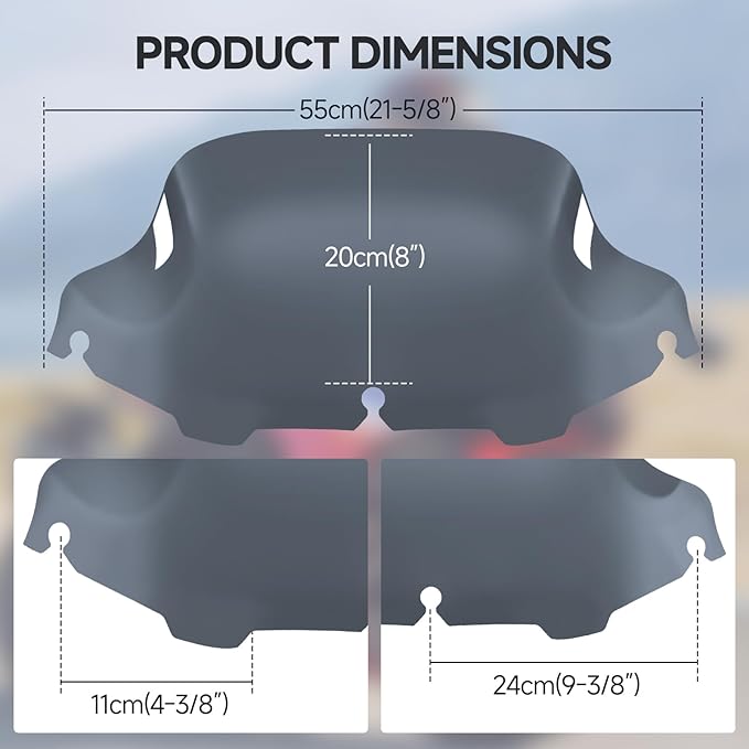 Motorcycle 8” Windshield Windscreen Windshield Fit For 1996-2013 Harley Davidson Touring Street Glide Electra Glide Tri Glide Flht Flhx Flhtk Flhtc Flhtcu, Smoke