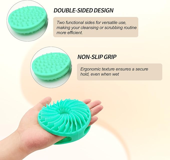 3-Pack Silicone Body Scrubber – Exfoliating Shower Brush for Sensitive Skin, Soft & Durable Body Scrubber for Gentle Cleansing and Relaxing Massage (Black + Teal + Purple)