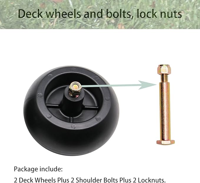 133957 532133957 riding mower Deck Wheels Fit for Husqvarna Poulan Craftsman Replaces MTD 753-04856A Cub Cadet 738-3056 M84690 with Bolts & Lock Nuts(2/pack)