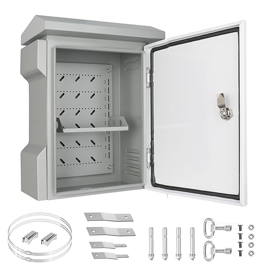Electrical Junction Box 15.7"x11"x5.9" ABS Waterproof Enclosure Plastic Weatherproof Project Box with Internal Mounting Panel Hinged Cover (Grey Steel, 26.2"x17.7"x9")