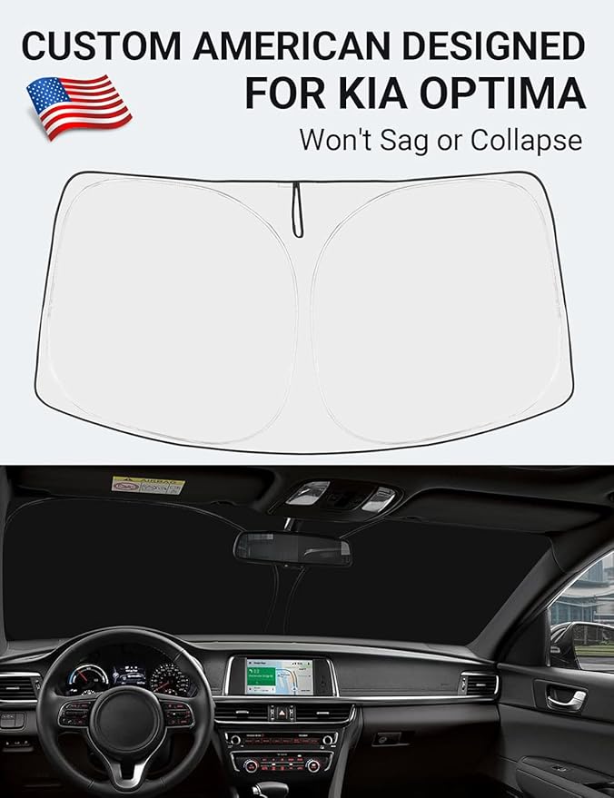 Proadsy Windshield Sun Shade for Kia Optima 2016-2024 2025 4-Layer Foldable Front Sunshade Protector Sun Visor Blocks UV Rays Keep Car Cooler