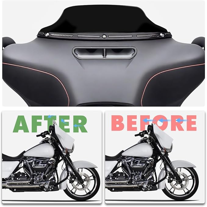6" Windshield Windscreen for 2014-2024 Harley Davidson Touring Street Glide Electra Glide/Ultra Limited/Tri Glide FLHT FLHX FLHXS FLHTK, Black