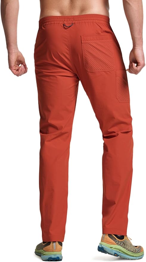 CQR Men's Lightweight Vent Hiking Pants, Water-Resistant & Breathable Sports Outdoor Athletic Pants with Elastic Waist