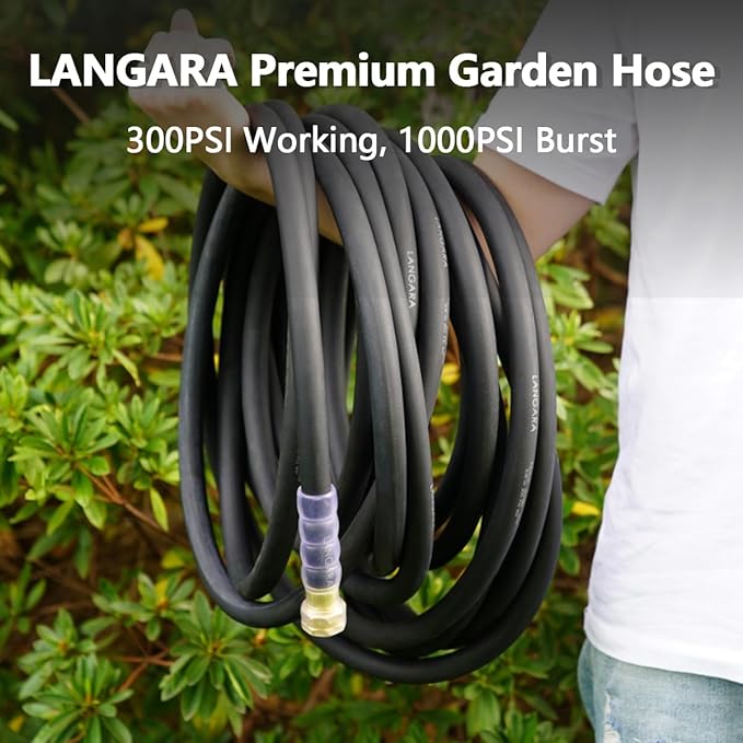 Leader Garden Hose 10ft x 5/8", 300PSI Working, 1000PSI Burst, Heavy Duty Short Water Hose, Hot/Cold Water, Five Layered Braiding for Durability (Black)