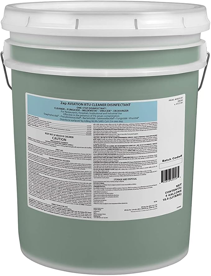 Zep Aviation Ready To Use Cleaner and Disinfectant - H02535 (5 Gallon) - For Aviation and Industrial Use