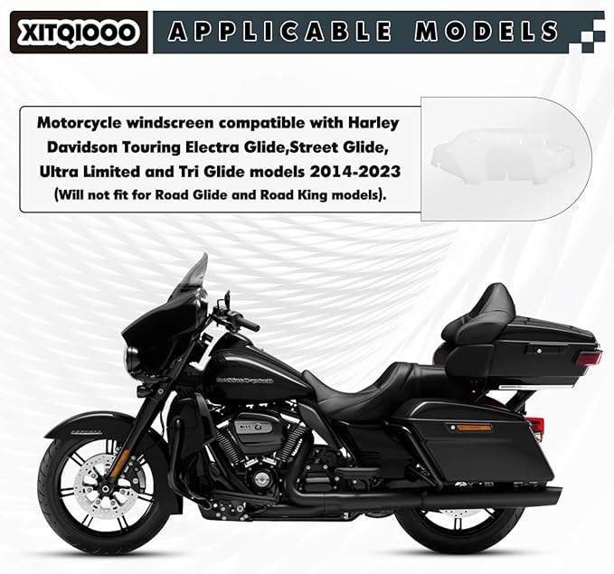 6 inch Clean Windshield Windscreen for 2014-2024 Harley Davidson Touring Street Glide Electra Glide/Ultra Limited/Tri Glide FLHT FLHX FLHXS FLHTK