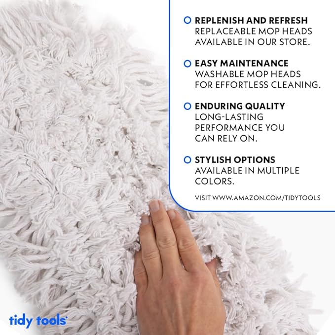 Commercial Dust Mop – 60 Inch Floor Sweeper for Hardwood, Reusable Cotton Mop Head, Extendable Handle, Dry Mop for Floor Cleaning & Janitorial Supplies