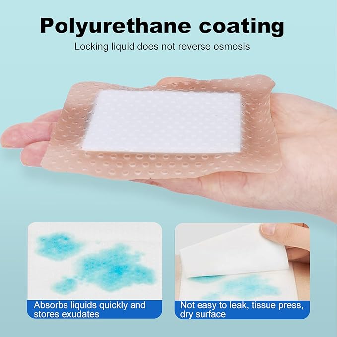 40Pcs Silicone Foam Dressing 4x4 Gentle Border, Waterproof Silicone Bandages for Wounds Care, Bed Sore Patches, Super Absorbent Wound Dressing, Self Adhesive Pressure Sore Pads