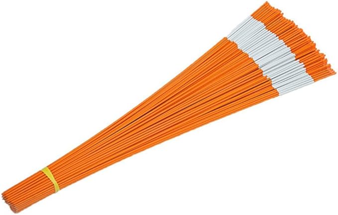 FiberMarker 48-Inch Reflective Driveway Makers Orange 20Pcs, 5/16-Inch Dia Solid Fiberglass Poles Snow Stakes for Parking,Walkways Easy Visibility