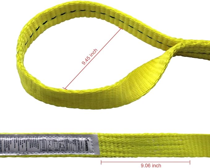 2 Pack Polyester Lifting Slings, 1" x 3' Twisted Eye Web Slings, Lifting Strap for Hoist, Heavy Duty Rigging Straps, 1600 lbs Vertical Rigging Moving Towing Hoisting Work Gear