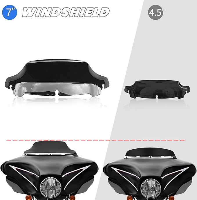 Clear 7" Windshield Windscreen Compatible for Harley Davidson Touring Electra Glide Street Glide 2014 2015 2016 2017 2018 2019 2020 2021 2022