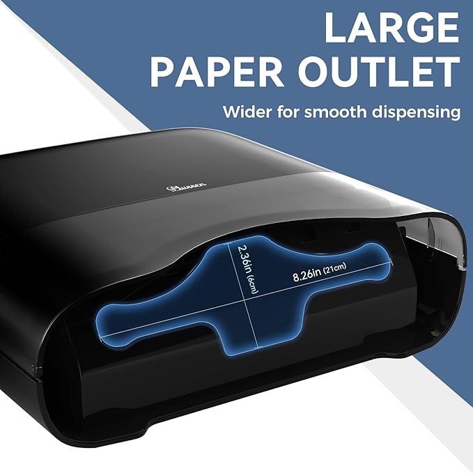 Commercial Paper Towel Dispenser Wall Mount Adhesive 250+ Multifold Trifold c-Fold Folded Hand Towel Dispenser for Bathroom 12" L x 3.8" W x 11.9" H