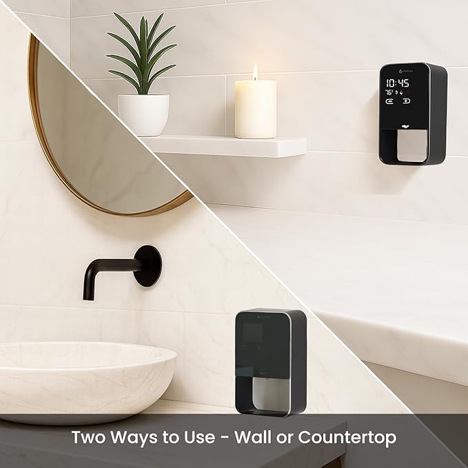 EliteJet Automatic Foaming Soap Dispenser Touchless - Wall Mount & Countertop, Aluminum Alloy Body, Automatic Soap Dispenser Touchless with Dual Power (USB/Battery), LED Display