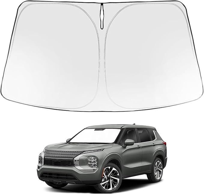 Proadsy 2025 Upgrade Windshield Sun Shade Custom Fit 2025 2024 2023 2022 Mitsubishi Outlander Foldable Front Sunshade Protector Sun Visor Blocks UV Rays Keep Car Cooler