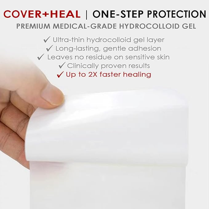 EVERLIT Hydrocolloid Wound Dressing | Waterproof Adhesive Bandage 4" x 4" [Pack of 10] | Sterile, Advanced Healing for Acne Breakout, Bed Sores, Ulcers and Blisters (Ultra-Thin Hydrocolloid Bandage)