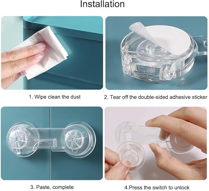 Cabinet Door Locks for Baby Proof and Child Safety,Baby Locks,Fridge Locks for Kids,Cabinet Locks with Adhesive for Drawer Cupboards Pantry Door Oven Closet and Pantry, Childproof Door Latch (10 Pack)