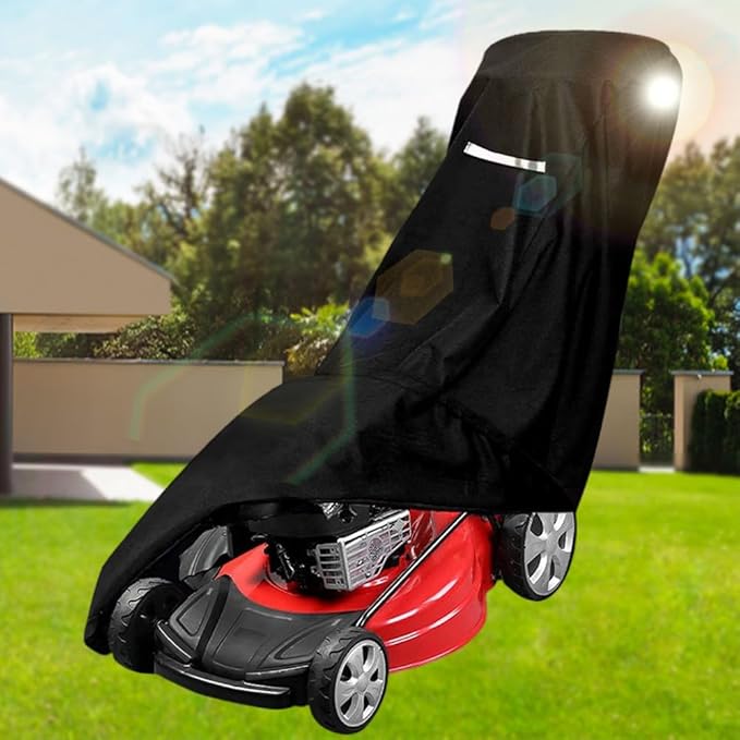 Outdoors Lawn Mower Cover Waterproof Heavy Duty Push Lawn Mower Covers Storage Tear-Resistant, UV Protection Universal Fit with Drawstring & Cover Storage Bag, Waterproof Lawnmower Covers for Outdoor