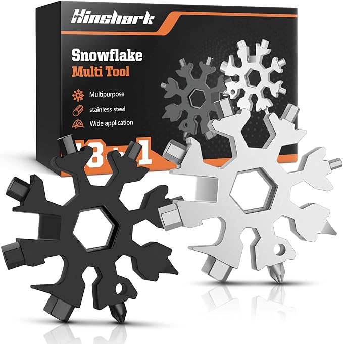 Stocking Stuffers Gifts for Men 18-in-1 Snowflake Multi Tool, Mens Gifts for Christmas Anniversary Birthday Gifts for Men Dad Him Husband, White Elephant Gifts for Adults Dad Who Wants Nothing