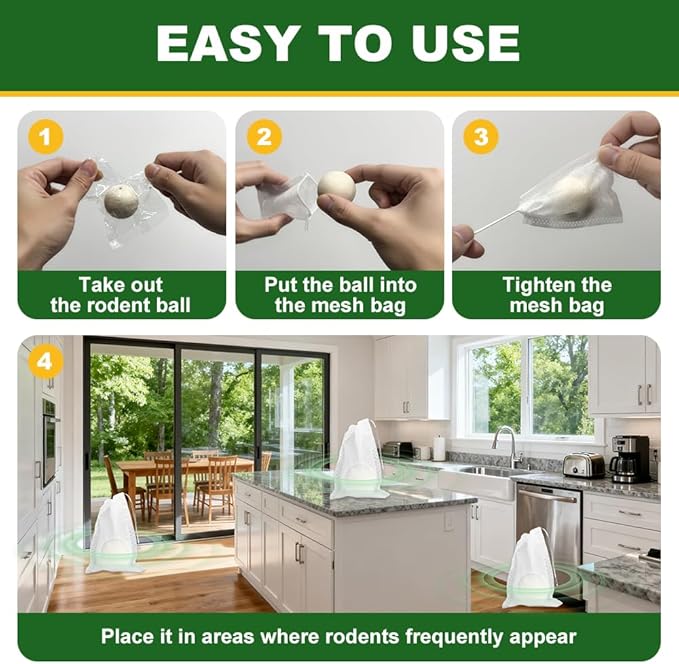 Mouse Repellent,Natural Peppermint Oil Mothballs and Insect Repellent Ball, Rodent Repellent Squirrel Repellent for Indoor and Outdoor,Keep Pest Away Repel Mosquito & Moth（12 Pack）