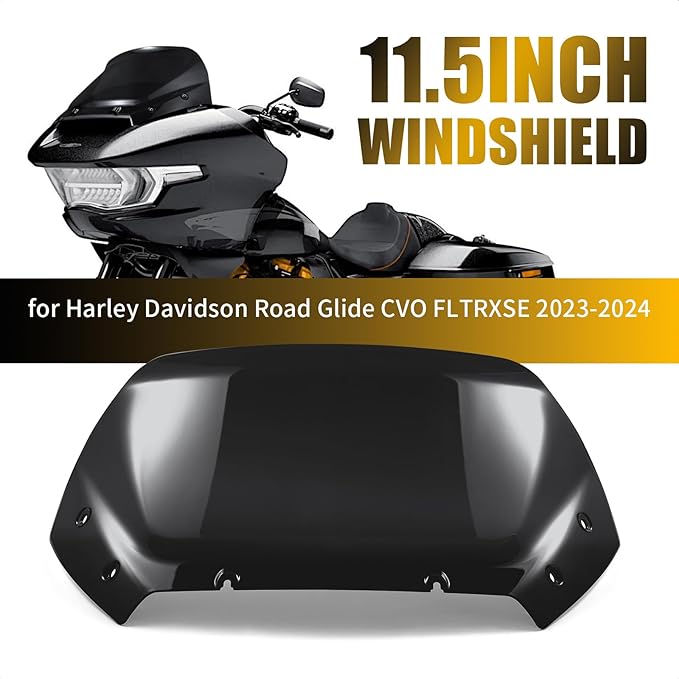 11.5" Wave Windshield Windscreen Wind Splitter Compatible for Harley CVO Road Glide FLTRXSE, CVO Road Glide ST FLTRXSTSE, Road Glide FLTRX 2024 for CVO Road Glide FLTRXSE 2023 (Black)