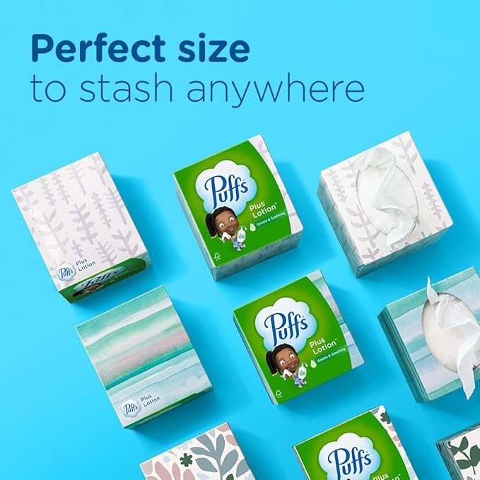 Puffs Plus Lotion Facial Tissue, 1 Cube Box, 48 Tissues Per Box