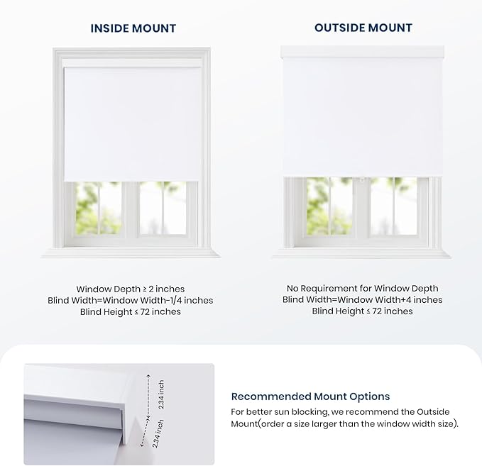 100% Blackout Roller Shades Cordless Blinds for Indoor Windows,Free-Stop Window Shades Pull Down,Thermal Insulated Fabric UV Protection,Blackout Window Guard Blinds for Home,Office,White,30" W x 72" H