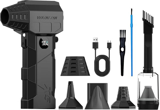 Compressed Air Duster, 180000RPM Electric Air Duster with Brushless Motor, Rechargeable Cordless Air Vacuum Blower Cleaning Kit with Display Screen and LED Light for Computer Keyboard Car and Outdoor
