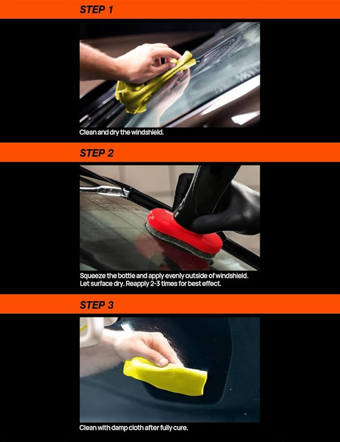 Rain Repellent with Cleaning Cloth, Glass Cleaner, Washer Fluid, Water Repellent Wiper for Car Windshield Windscreen Windows Mirrors Glasses Ultimate Visibility & Safety 3.38 FL.OZ.