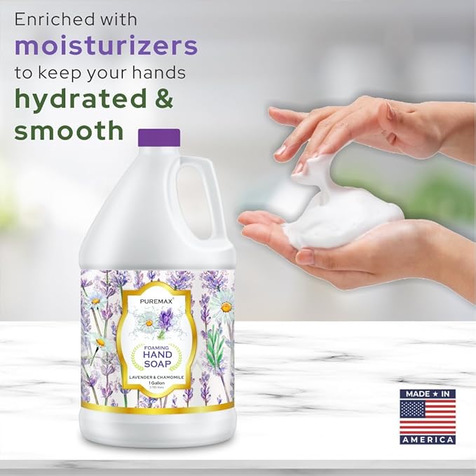 Foaming Hand Soap Refills with Essential Oils | Lavender Chamomile | Gentle, Moisturizing | Triclosan-free | Made in USA | 128 Fl Oz (1 Gallon)