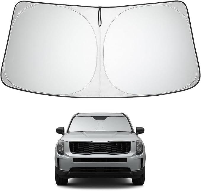 Proadsy 2025 Upgrade Windshield Sun Shade Custom Fit Kia Telluride 2020-2024 2025 4-Layer Foldable Front Sunshade Protector Sun Visor Blocks UV Rays Keep Car Cooler Accessories