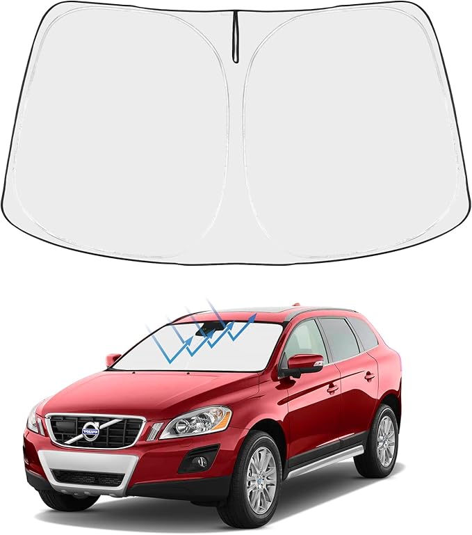 Proadsy 2025 Upgrade Windshield Sun Shade Custom Fit Volvo XC60 2010-2017 4-Layer Foldable Front Sunshade Protector Sun Visor Blocks UV Rays Keep Car Cooler
