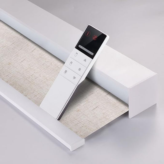 ZSHINE Motorized Blackout Window Blinds Customize Width Remote Control Wireless and Rechargeable Window Roller Shades for, Home, Office, Hotel, Restaurant and Cinema(82067K)