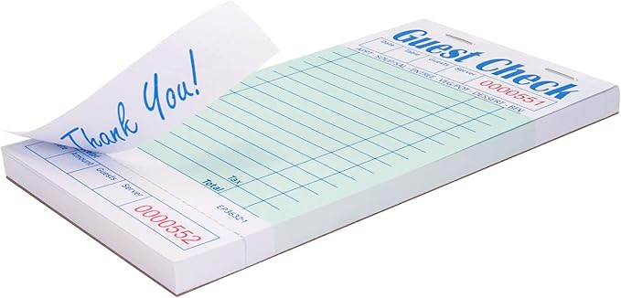 DGBDPACK Guest Checks Server Note Pads, 1000 Total Waitress Notepad for Restaurants (20 Books)