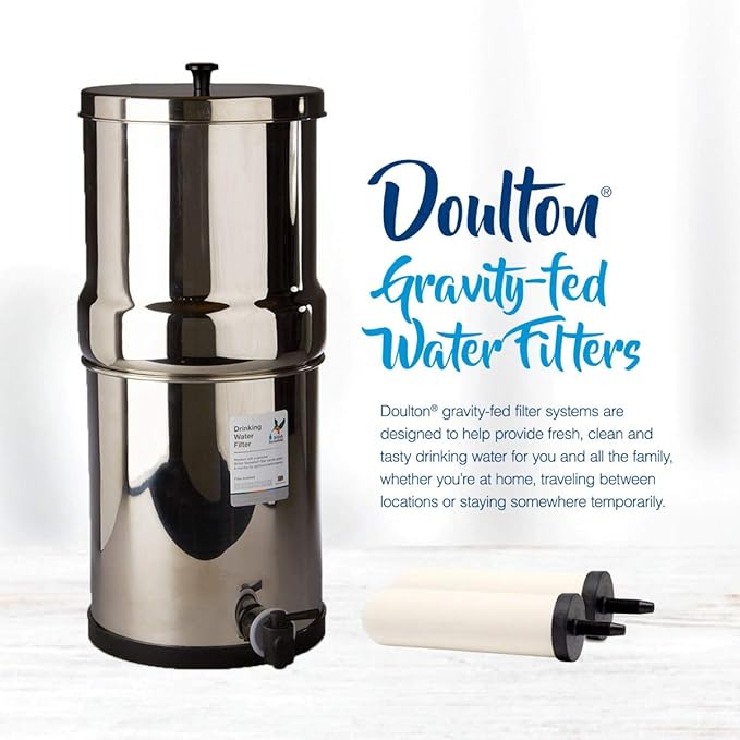 British Berkefeld 2.24 Gallon Gravity-Fed Water Filter System- Stainless Steel with 2x ATC Super Sterasyl Candle Filters