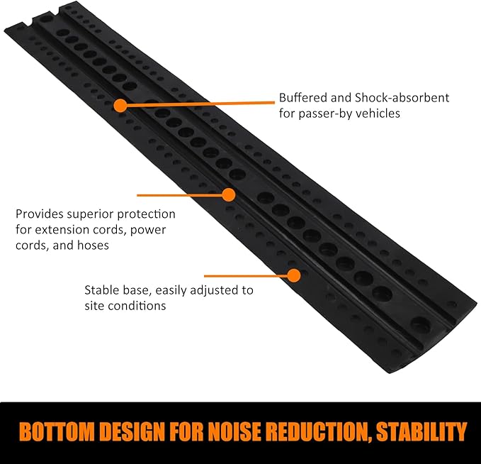 6 Ft Rubber Speed Bumps 2 Pack, Heavy Duty Speed Bumps for Driveway Rubber Gravel Road Asphalt Parking, Modular Driveway Speed Bumps Cable Protector Ramp with 8 Bolts Spikes